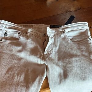 AG Adriano Goldschmied Women's white the Stilt Cigarette leg  Jeans